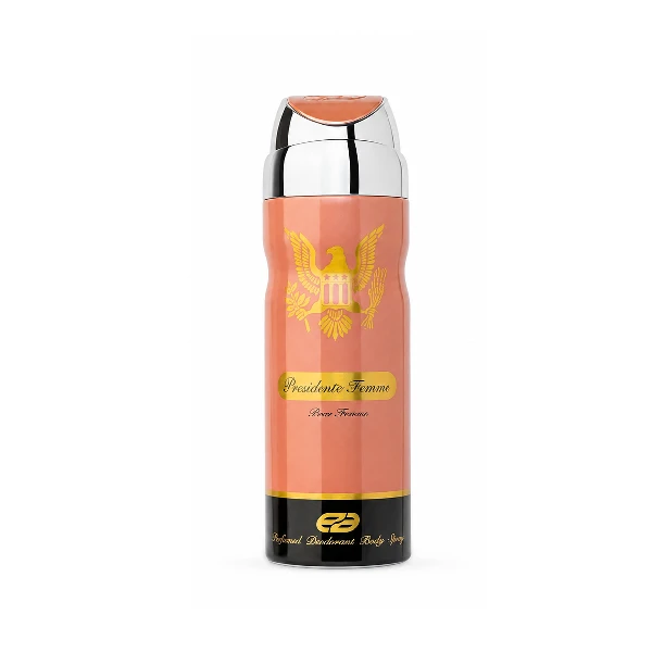 اسپری بدن زنانه پرزیدنت فم عماد آرا ۲۰۰ میل EA Presidente Femme Body Spray 200ml اسپری بدن زنانه پرزیدنت فم عماد آرا ۲۰۰ میل EA Presidente Femme Body Spray 200ml