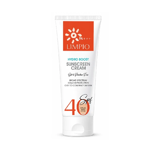 کرم ضد آفتاب رنگی لیمپیو مدل هیدرو بوست SPF 40 حجم ۵۰ میل Limpio Hydro Boost Tinted Sunscreen Cream SPF 40+ کرم ضد آفتاب رنگی لیمپیو مدل هیدرو بوست SPF 40 حجم ۵۰ میل Limpio Hydro Boost Tinted Sunscreen Cream SPF 40+
